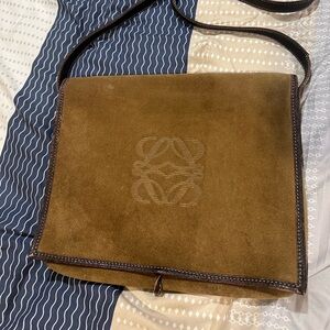 Loewe leather suede flap bag